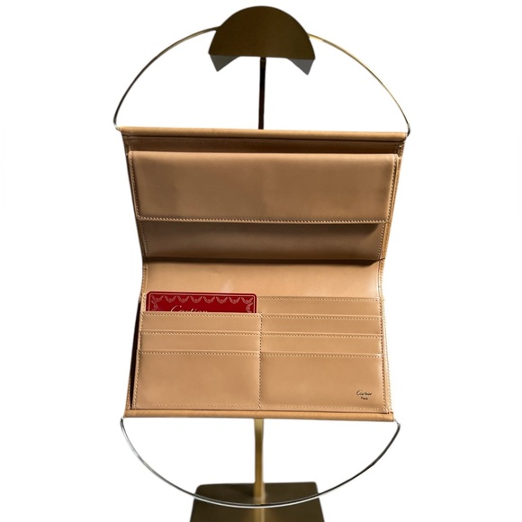 Authentic Cartier Trinity Beige Leather Double Handle Clutch Bifold Wallet - Picture 6 of 15